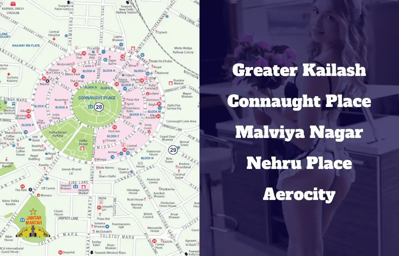 Map Location Where Delhi escorts Serve
